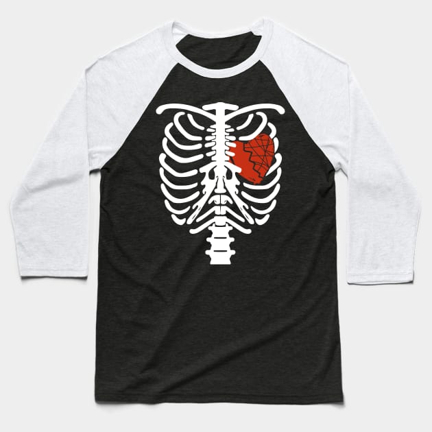 Skeleton Chest Baseball T-Shirt by Lamink